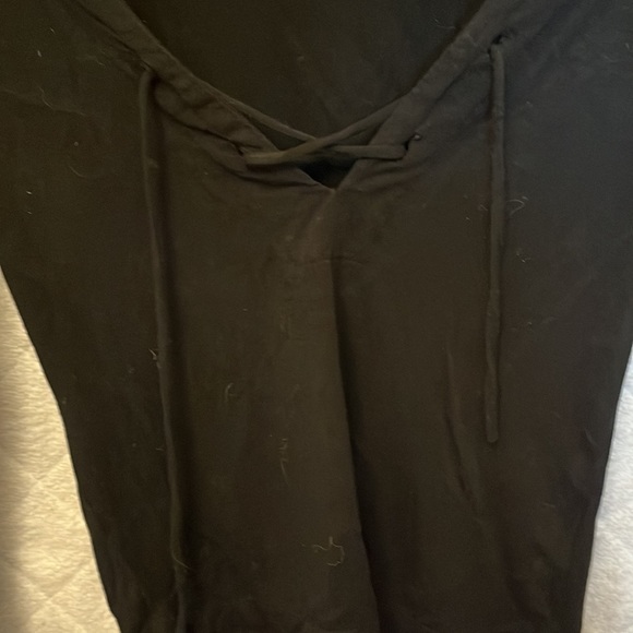 Brandy Melville black v-neck lace-up long sleeve top - Picture 5 of 8